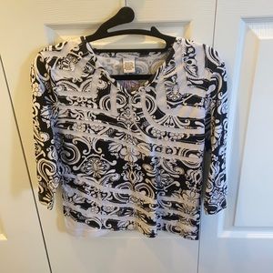 Fortune Women’s Black and White Long-Sleeve Top S